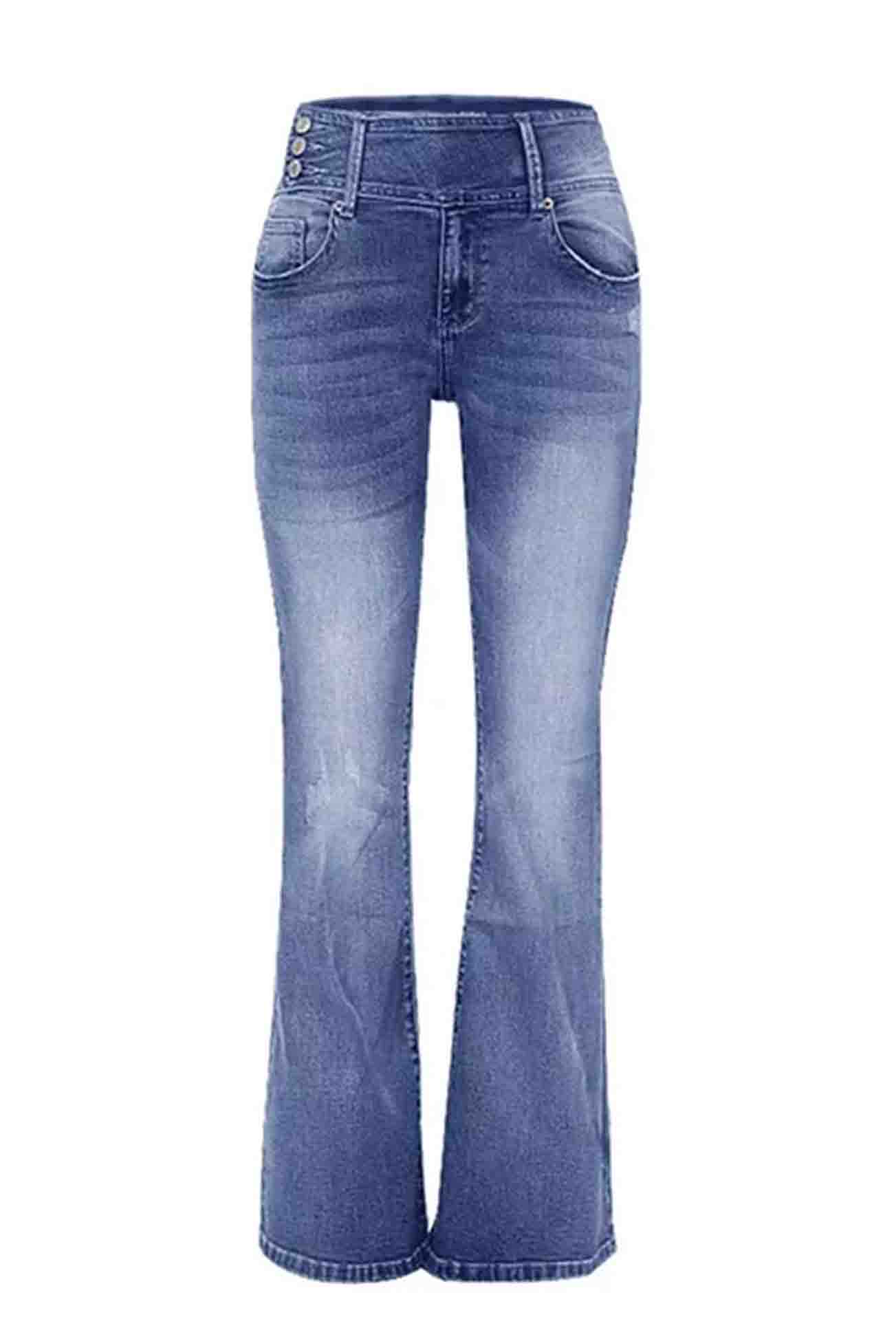 Product Image for Ravikna | Retro Sidelommer Mellomhøye Flare Jeans, Lys blå / L