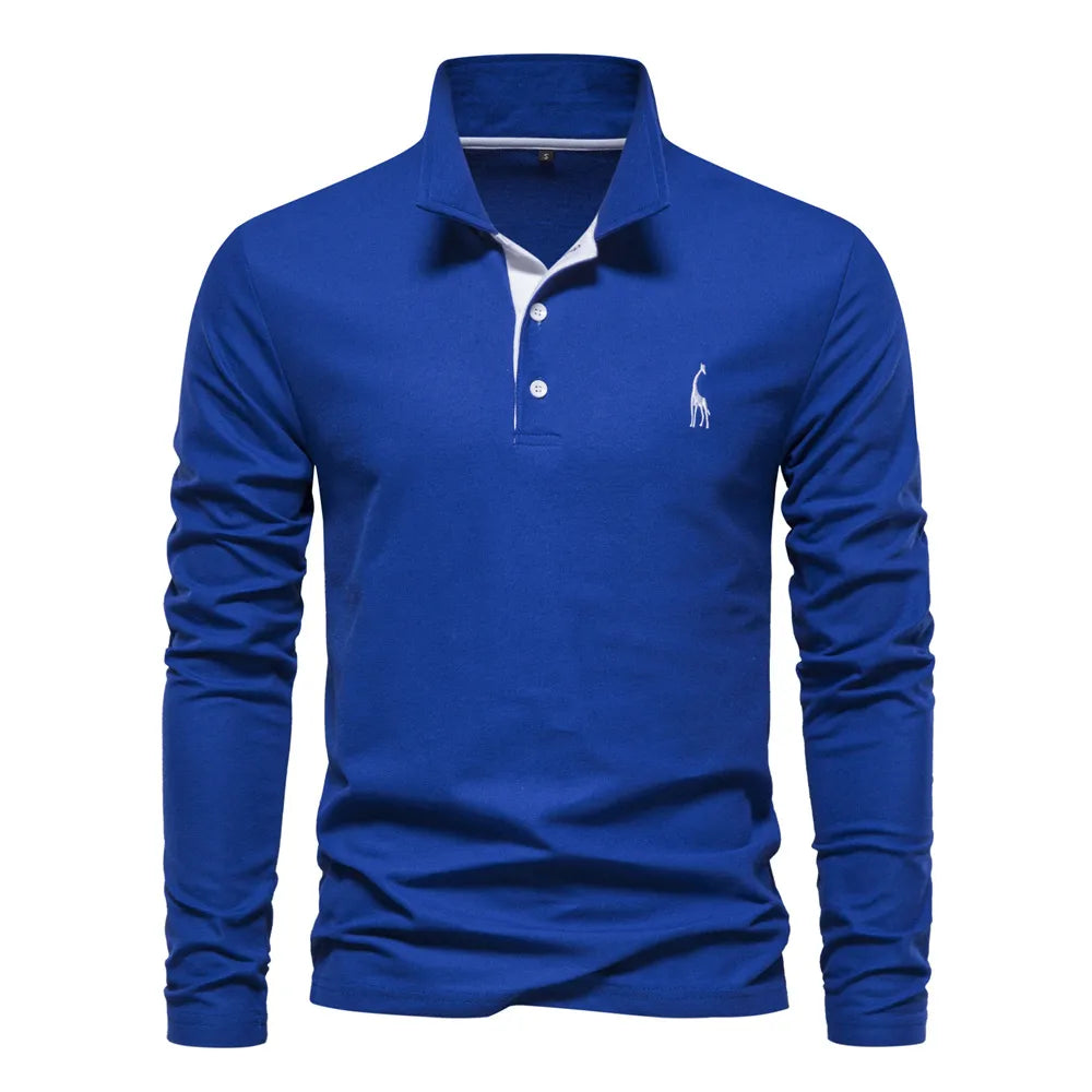Product Image for Ravikna | Luksus Langermet Polo For Menn, Blå / XXL