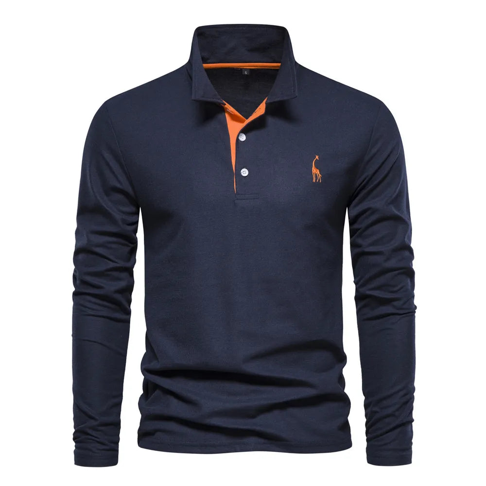 Product Image for Ravikna | Luksus Langermet Polo For Menn, Marineblå / S