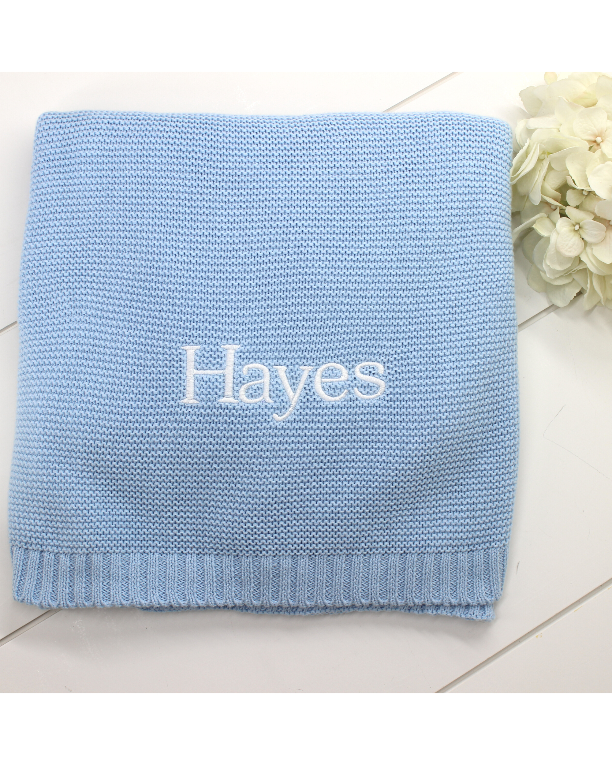 Personalized Knit Stroller Blanket for Baby Boy