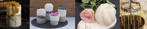 Collage an selbst hergestellten Kerzen