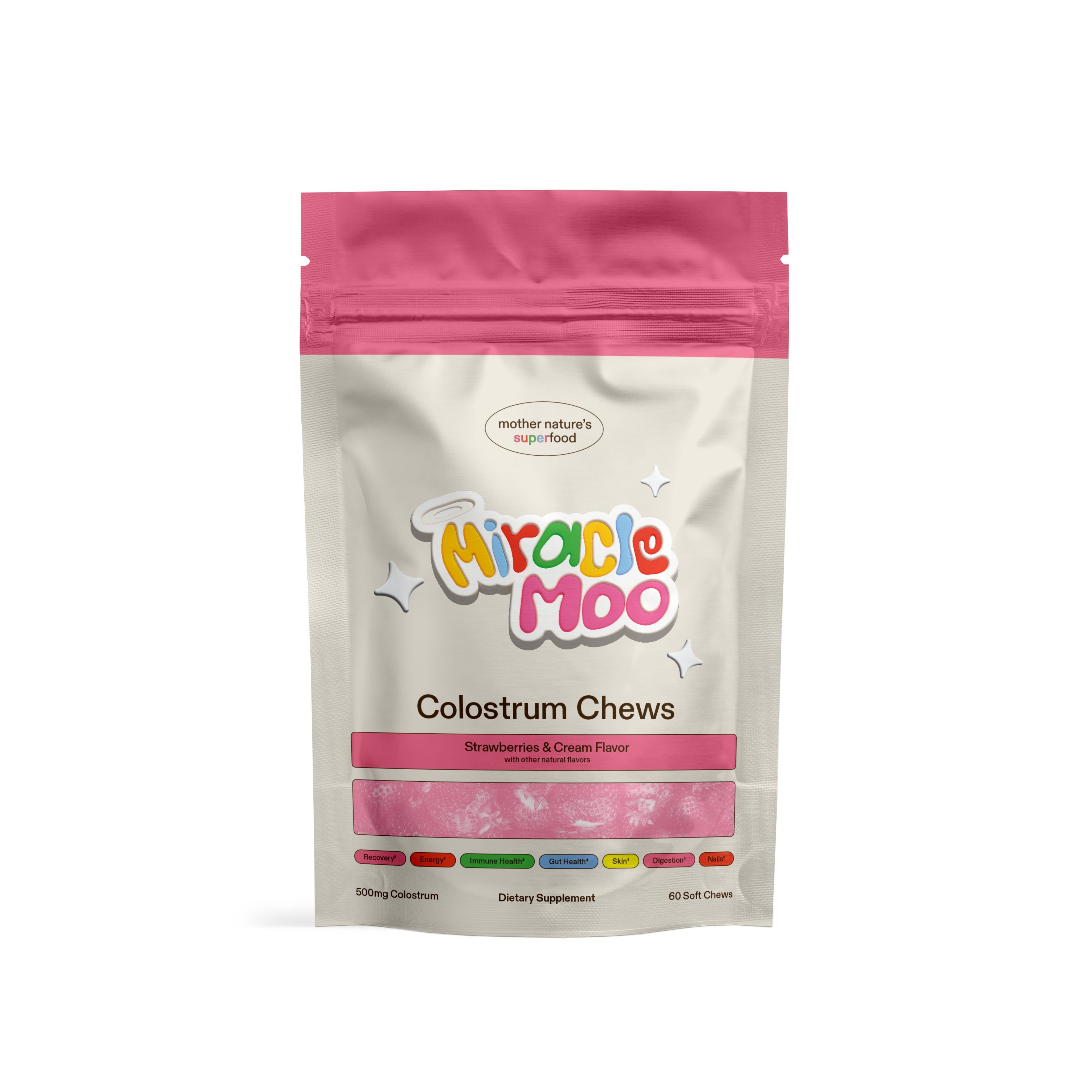 Miracle Moo Colostrum Chews | Strawberry & Cream Flavor | Dietary Supplement for Boosting Health - Miracle Moo product image