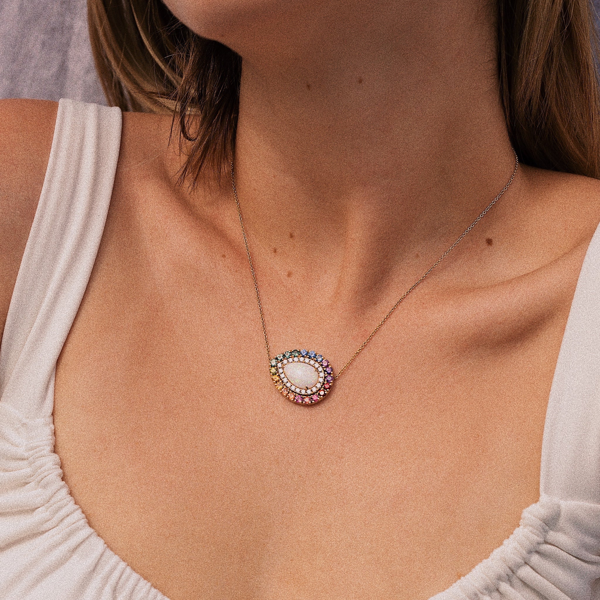 Cori Pear Opal Pendant Necklace