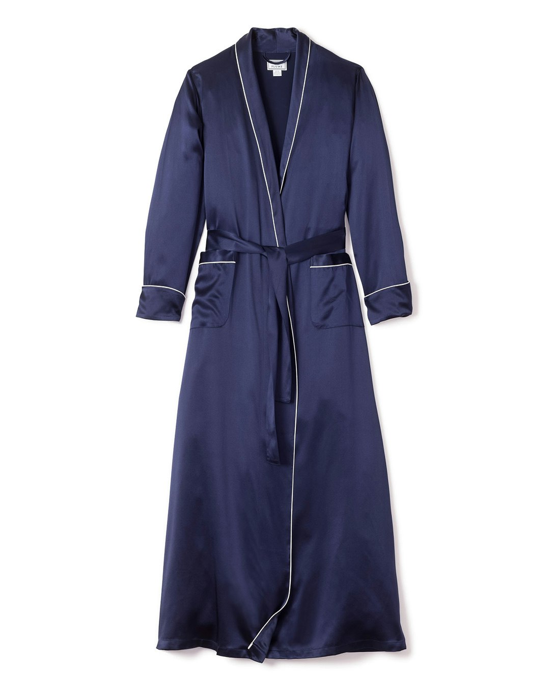 Women's  Silk Long Robe in Navy