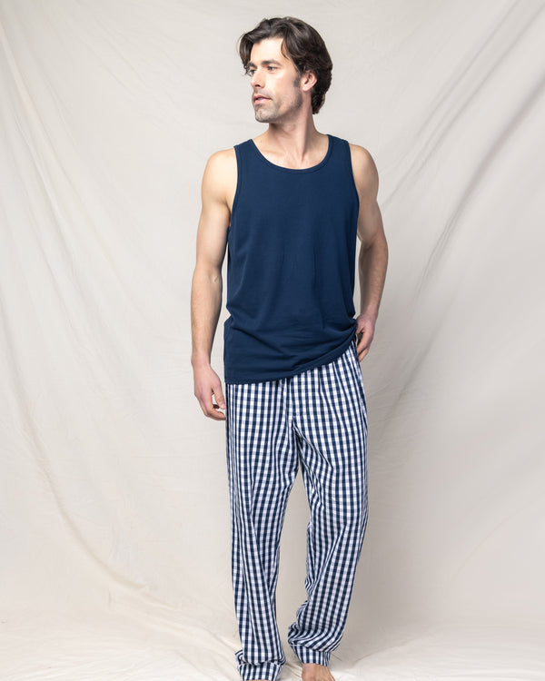 100% Linen Pajama Tank Top - THAMY - BLEU ROYAL - ETAM