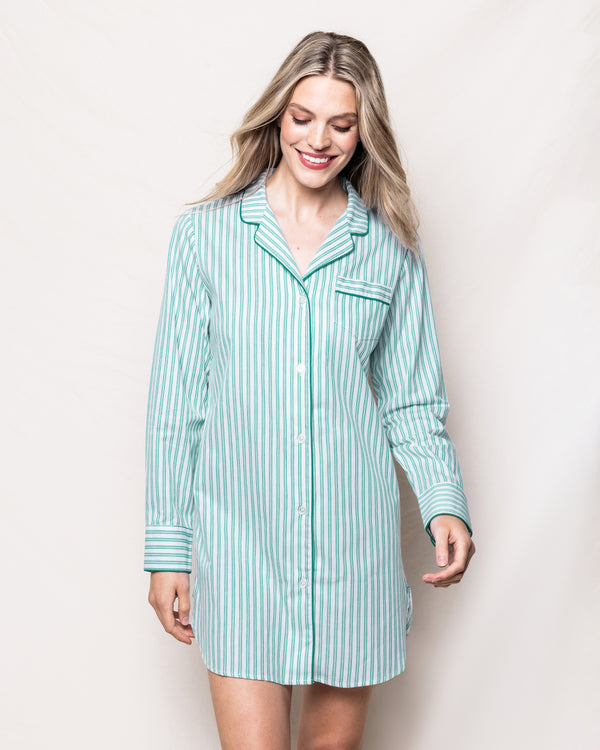 Women's Twill Pajama Set in Navy French Ticking