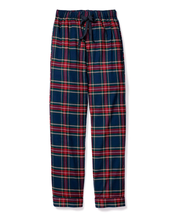 Brushed Cotton Pajama Bottoms - Dusty Blue/Red Check