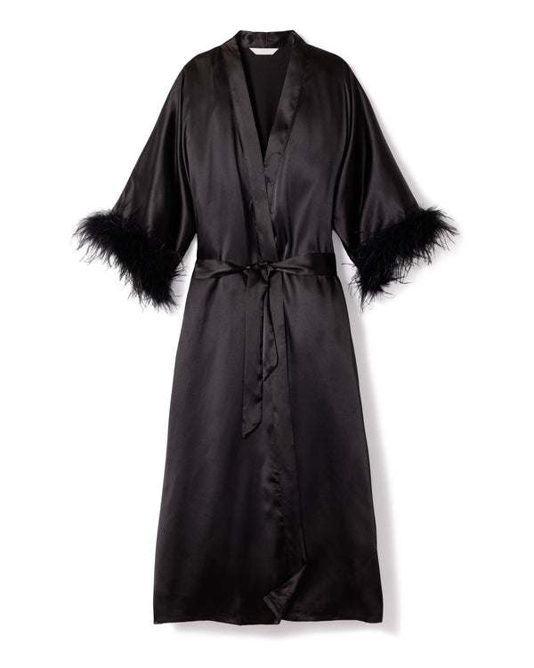 Women's Silk Lace Cosette Nightgown in Black