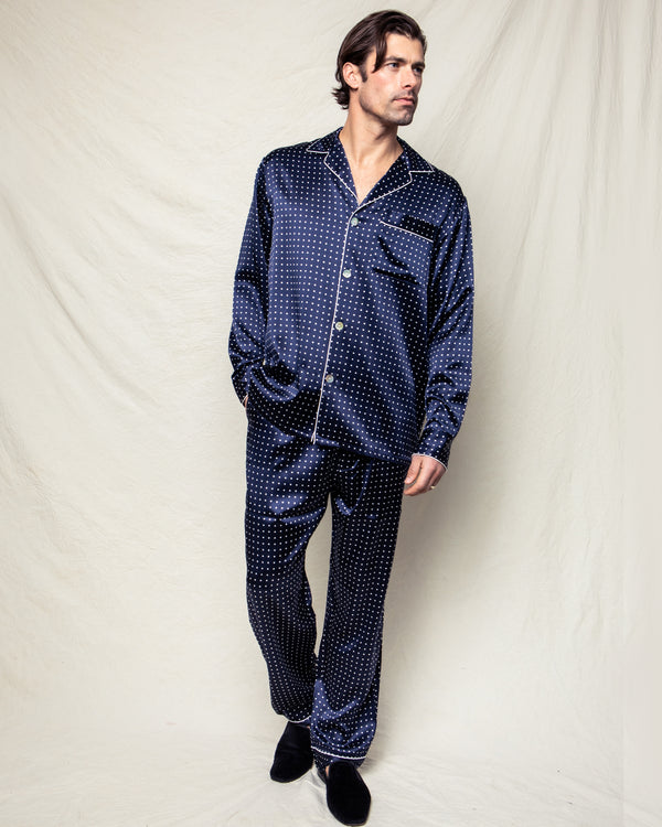 Women's Silk Pajama Set in Navy Polka Dot – Petite Plume