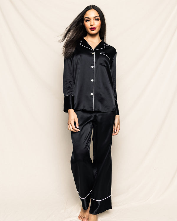 Women's Silk Pajama Set in Navy – Petite Plume