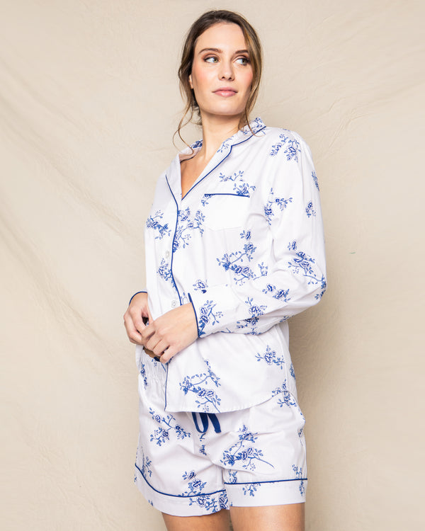 Women's Twill Pajama Set in Indigo Floral – Petite Plume