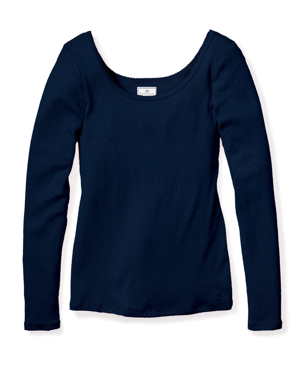 Cotton:On pointelle long sleeve top in black