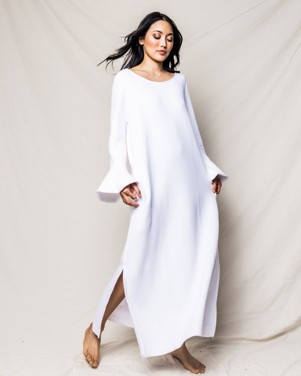 Women's Pima Nightgown with Lace in White – Petite Plume