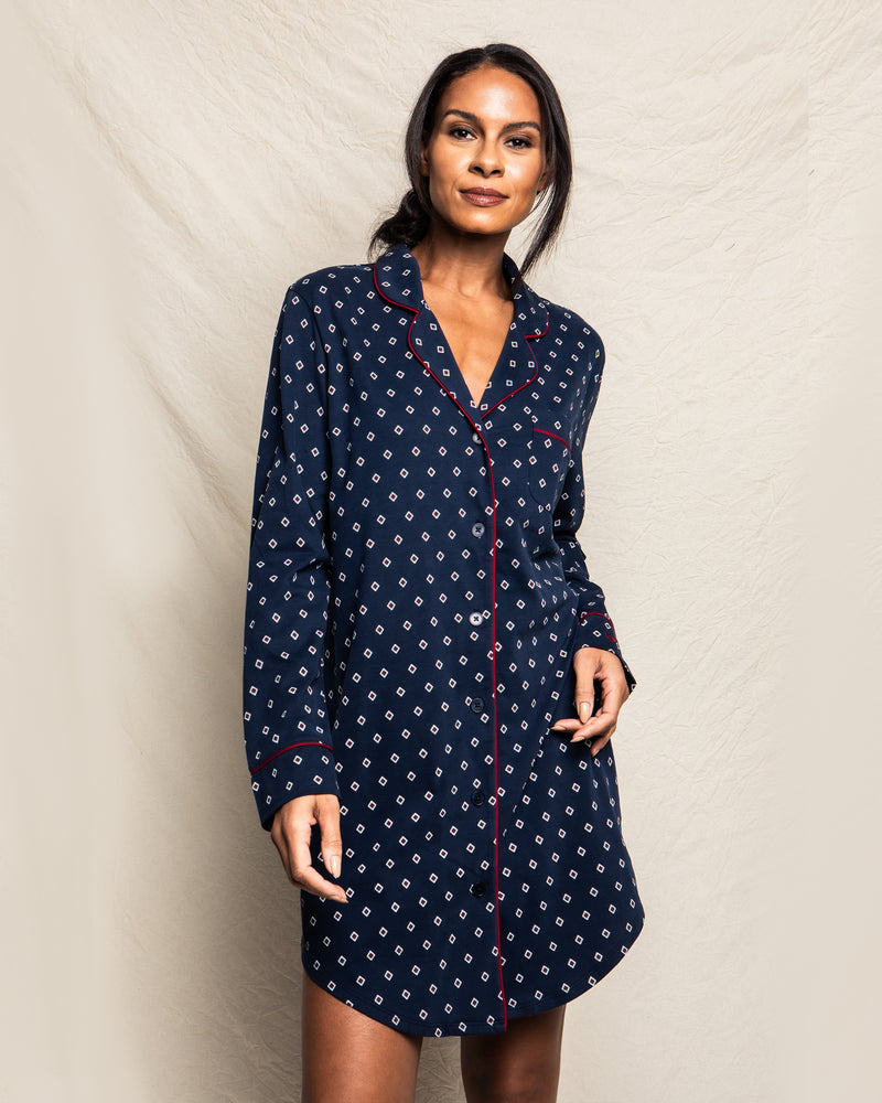 Women's Luxe Pima Cotton Foulard Nightshirt | Petite Plume