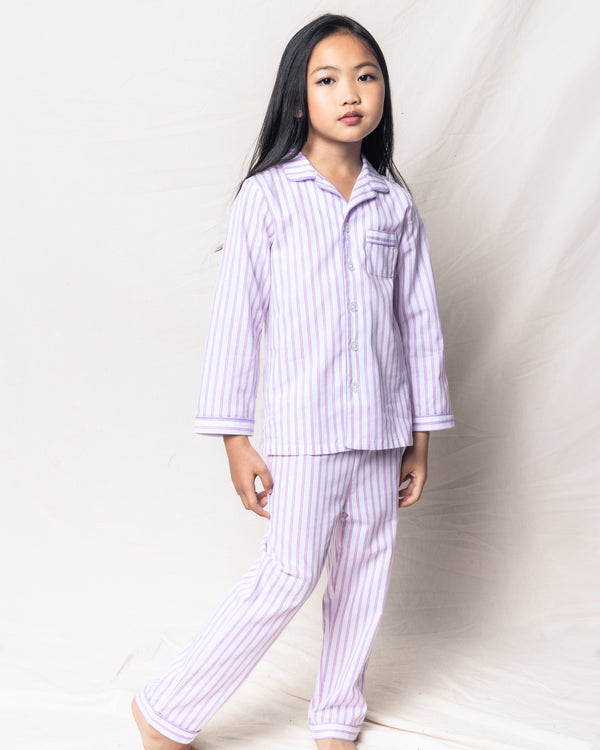 Women's Twill Pajama Short Sleeve Short Set in Lavender French Ticking –  Petite Plume