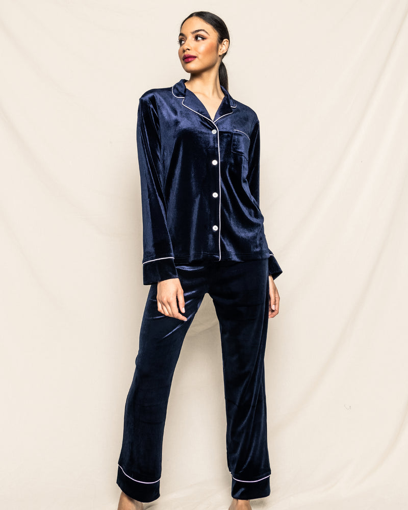 Navy Velour Pajama Set – Petite Plume