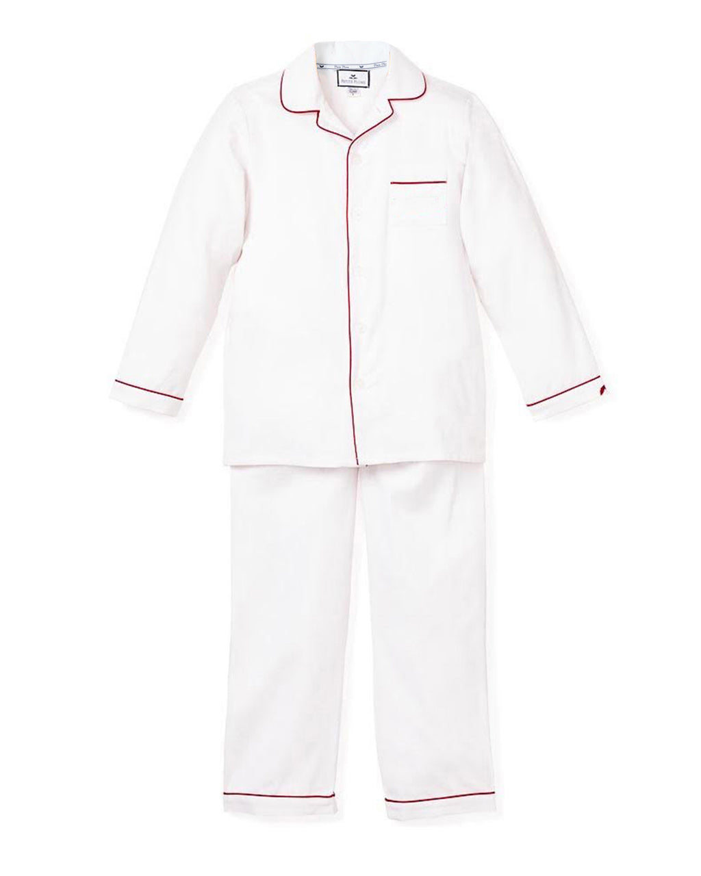 Children's Classic White Pajamas With Red Piping | Petite Plume