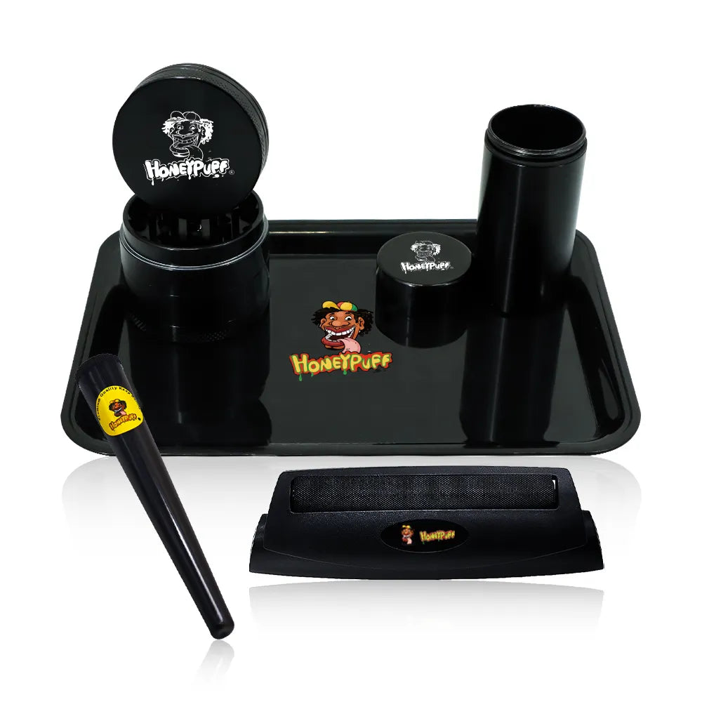HONEYPUFF Smoking Set  Grinder + Rolling Tray +110mm Joint Roller+ Metal Container +Joint Container
