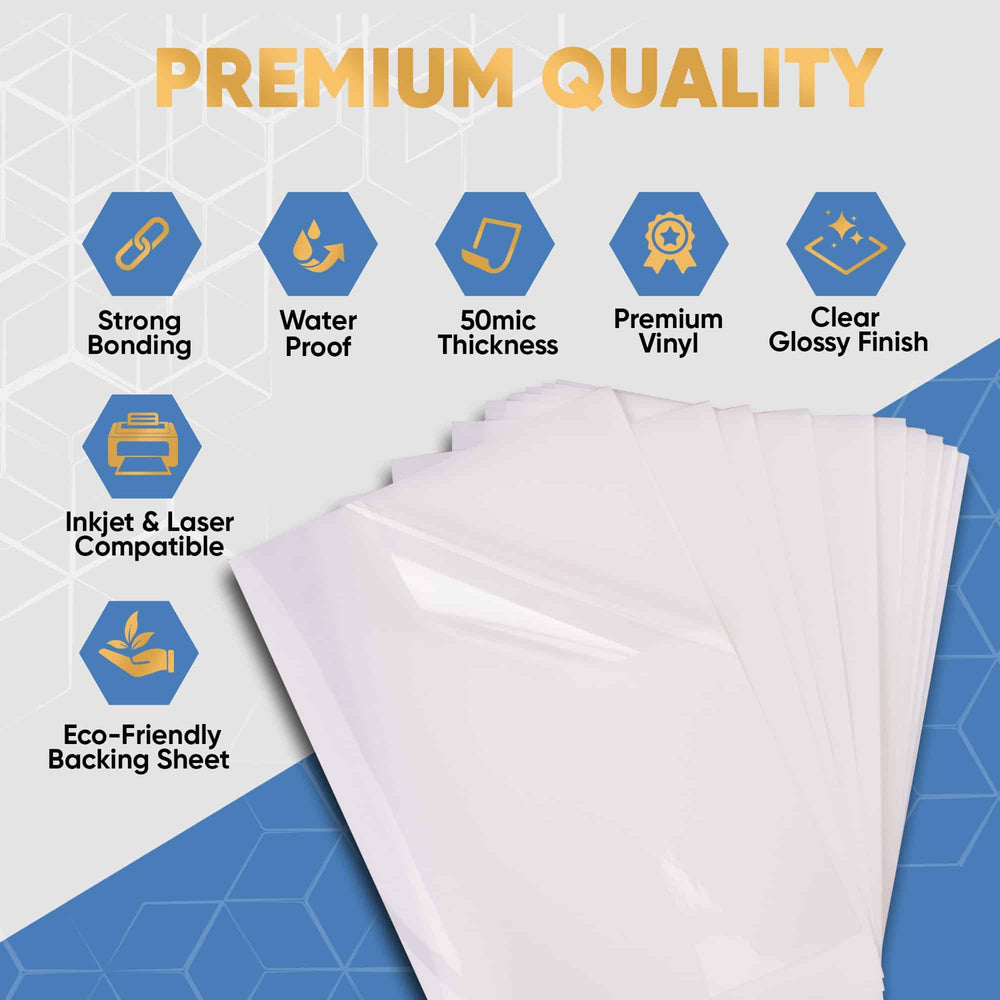 30 Sheets 6 Styles Transparent Holographic Overlay Holographic Vinyl  Overlay Clear Holographic Laminate Sheets Adhesive Laminated Film Glossy  Craft Sheet for Stickers, A4 Size, 8.3 x 11.7 Inches