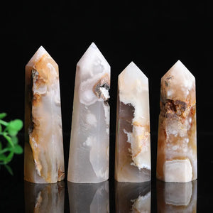 Natural Sakura Agate Tower Healing Crystal Point - Zazenzi