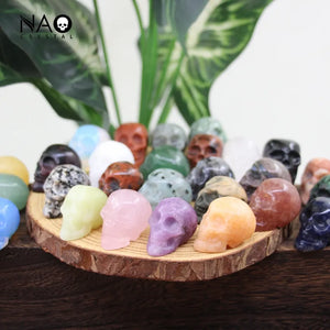 Skull Statues Healing Crystal Head Cranium Figurine Halloween - Zazenzi