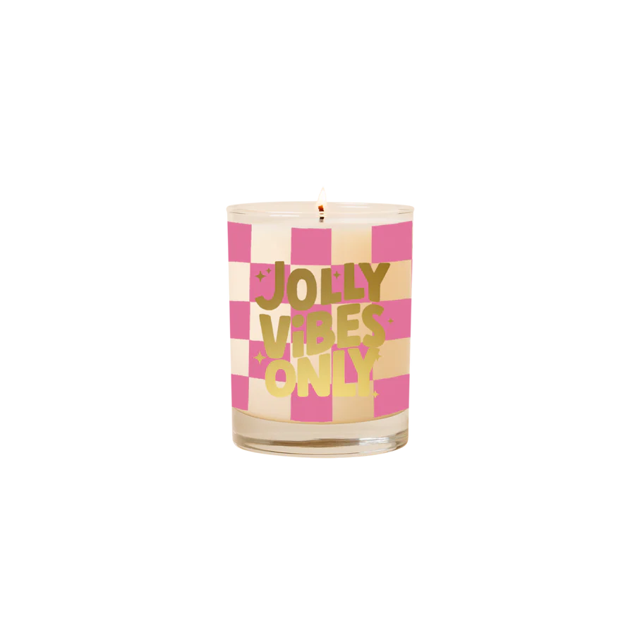 Jolly Vibes Only Rocks Glass Candle