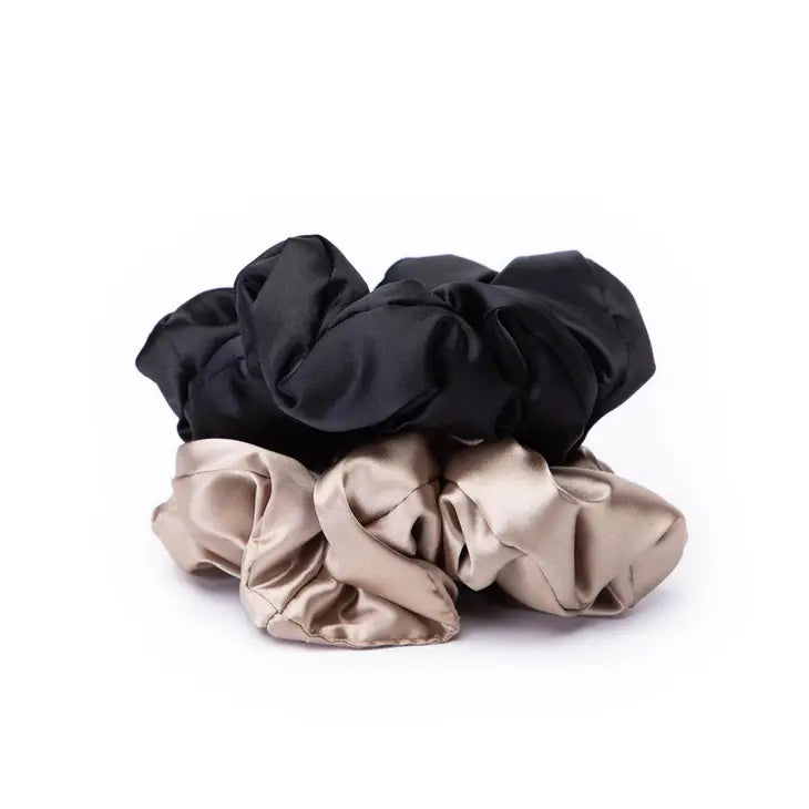 Satin Pillow Scrunchie (Black/Gold)