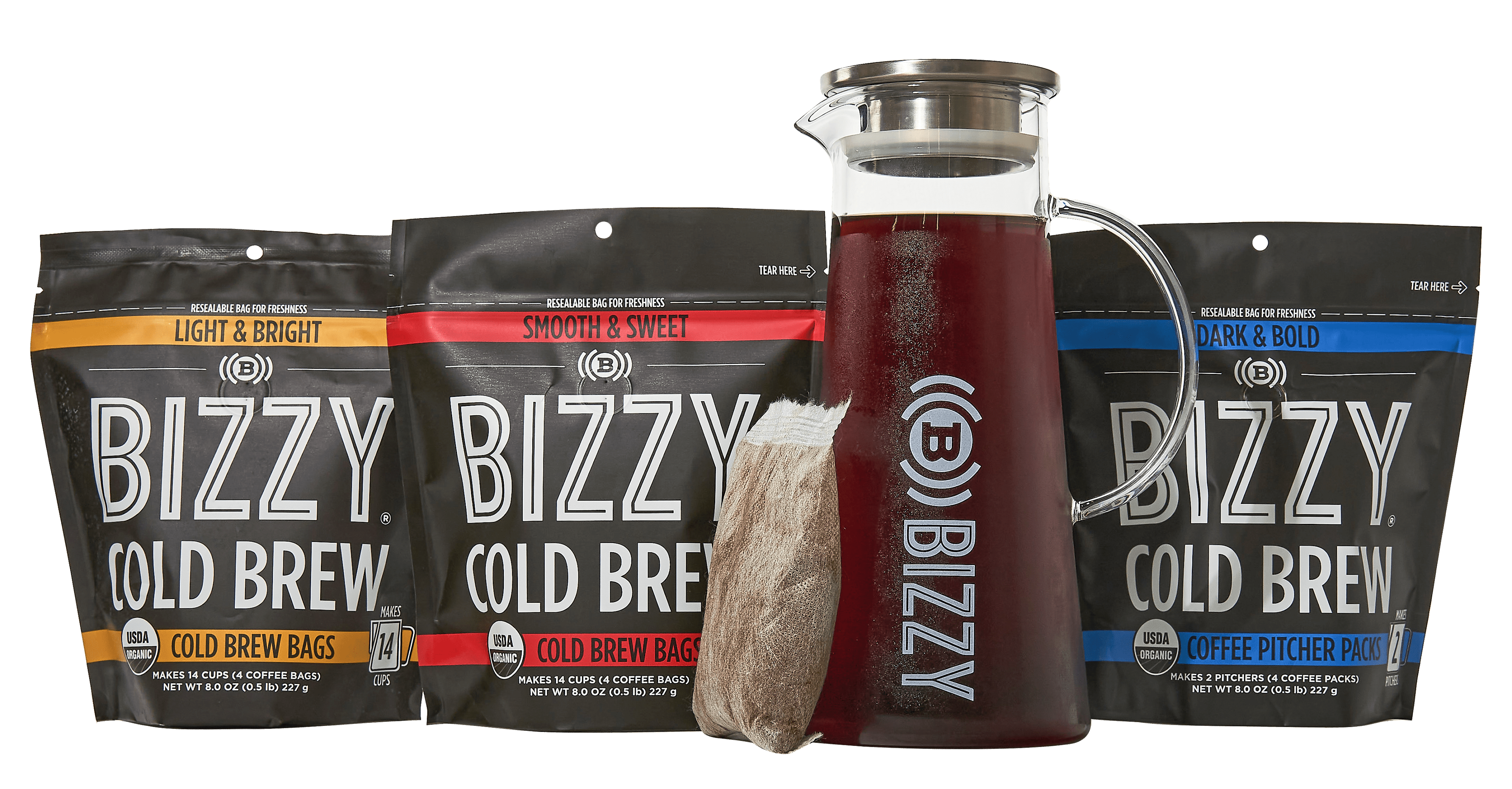 Cold Brew Coffee, Starter Kit - Pitcher + Cold Brew Coffee 1 Pitcher + 1 Bag (2 Filter Packs)