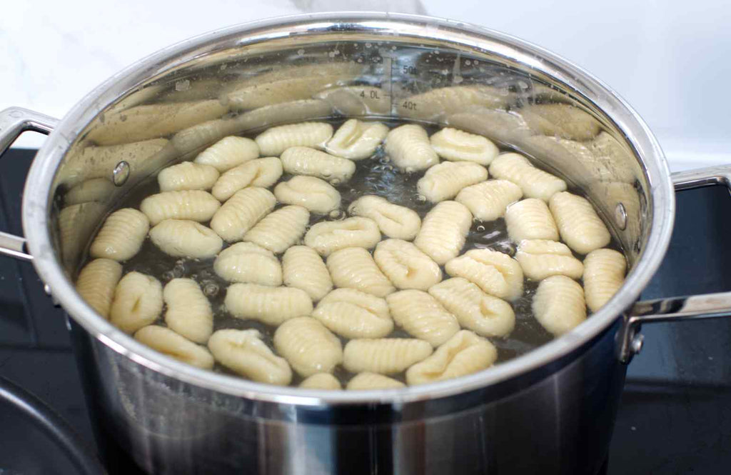 cooking gnocchi in salted boiling water