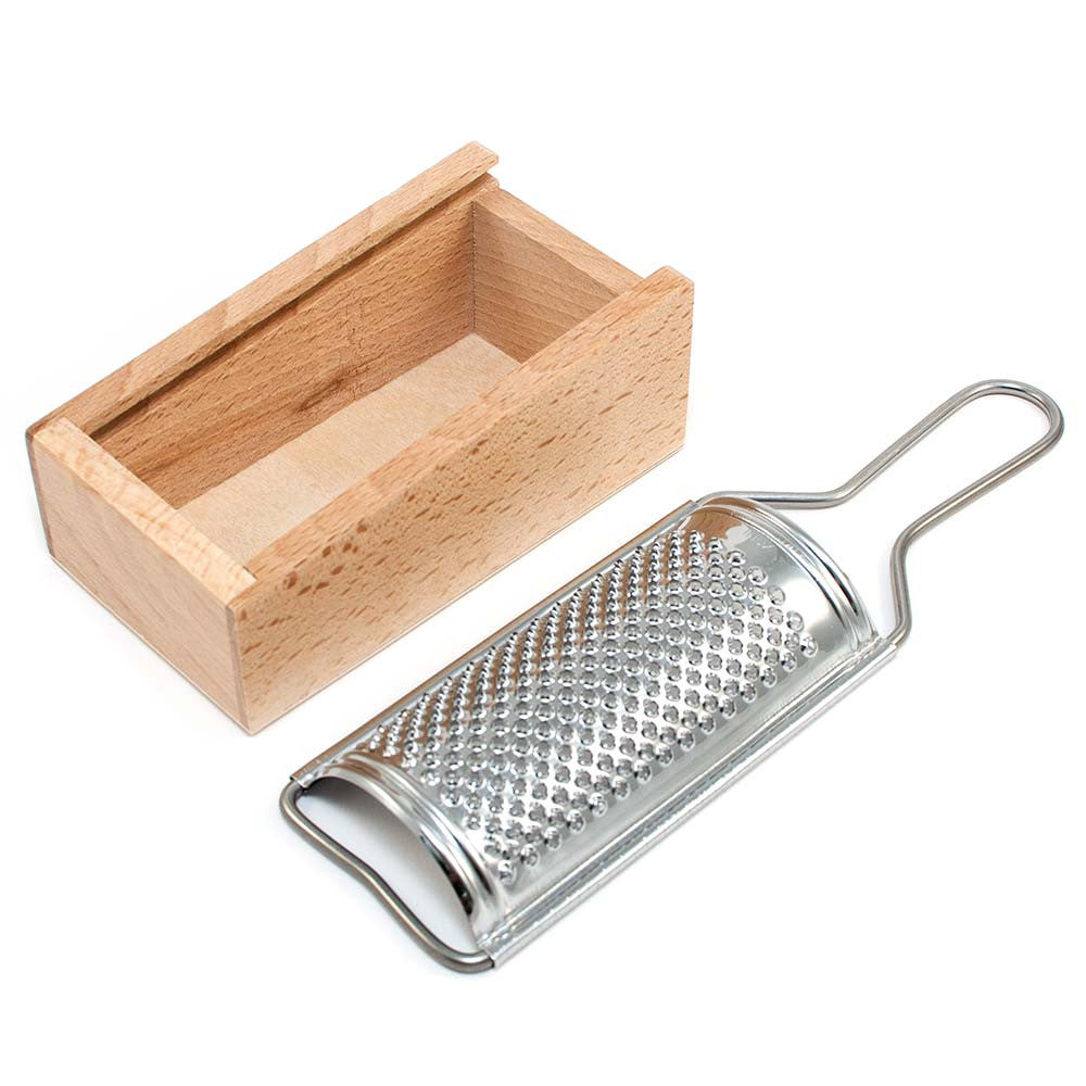 Italian LUX Traditional Round Steel Cheese Grater Box for Parmesan Cheese.  Cheese Holder Bowl With Grater Lid, Once Quality of the Past 