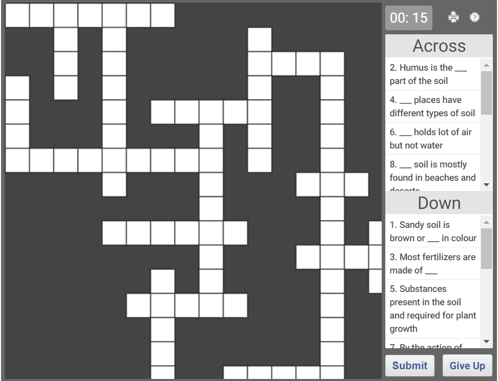 Online Science crossword puzzle Plant life Olympiadtester