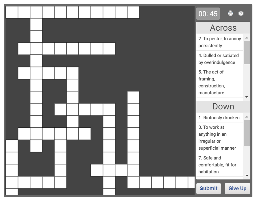 interactive crosswords online