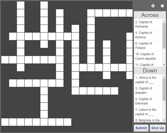 Online Crossword puzzles Olympiad tester