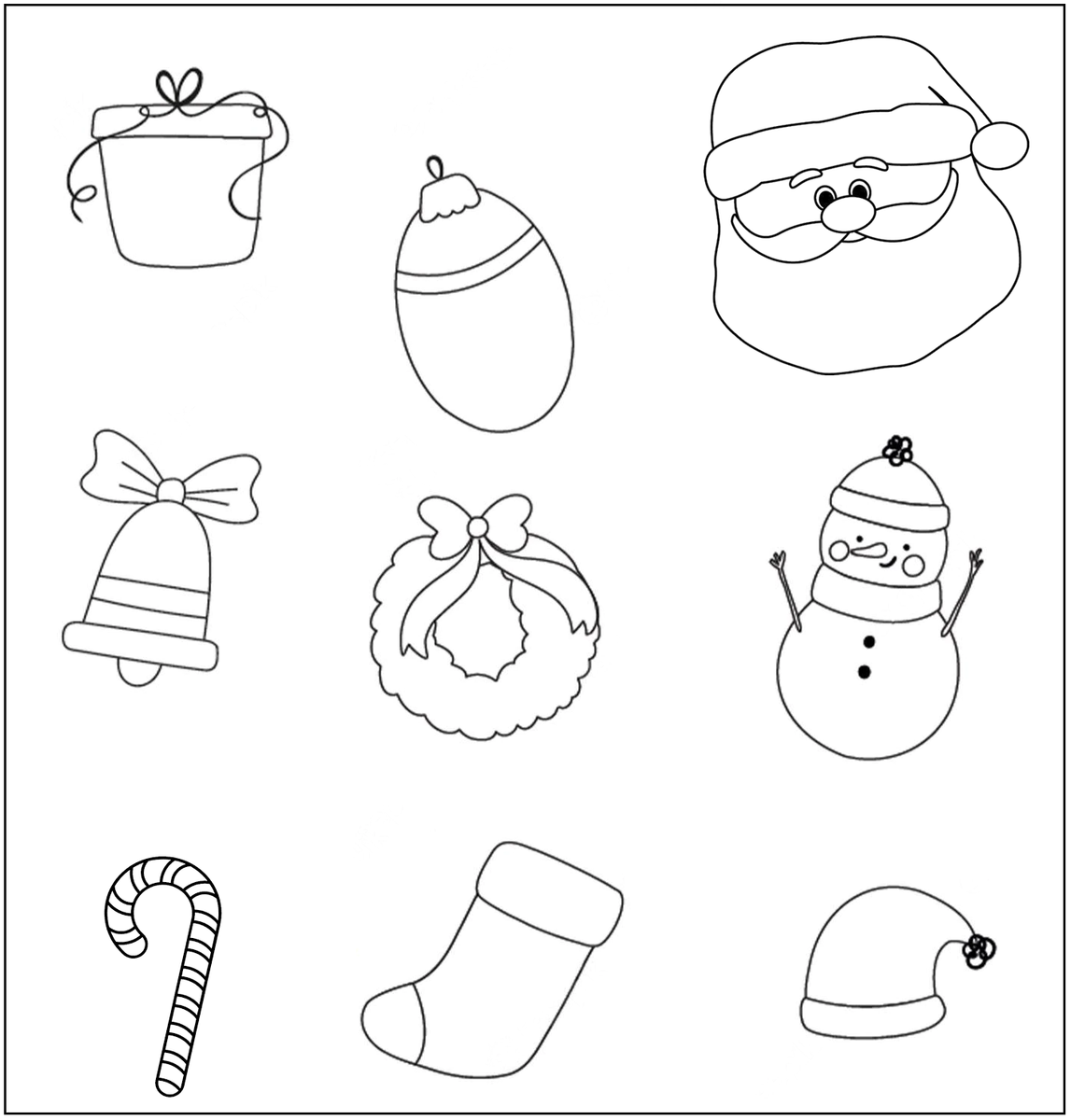 Free Kindergarten Worksheets - Christmas 03 | Olympiad tester