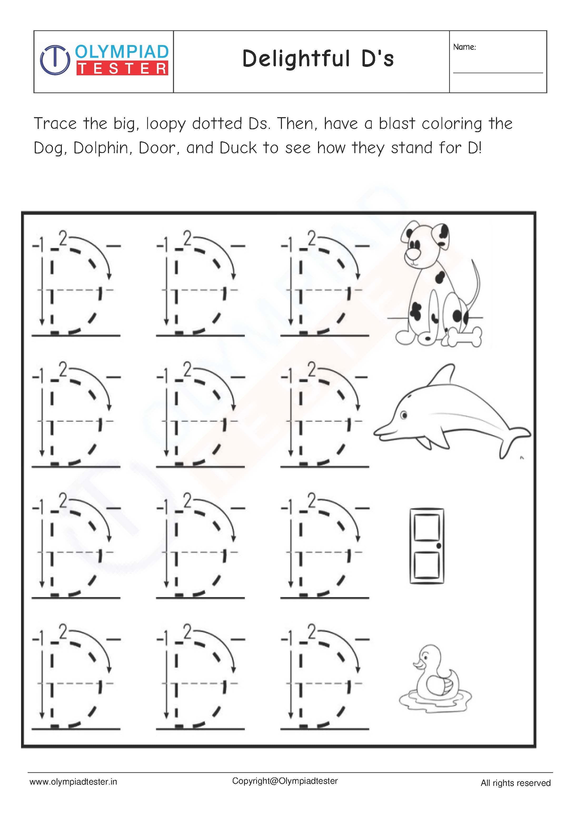 D tracing worksheet