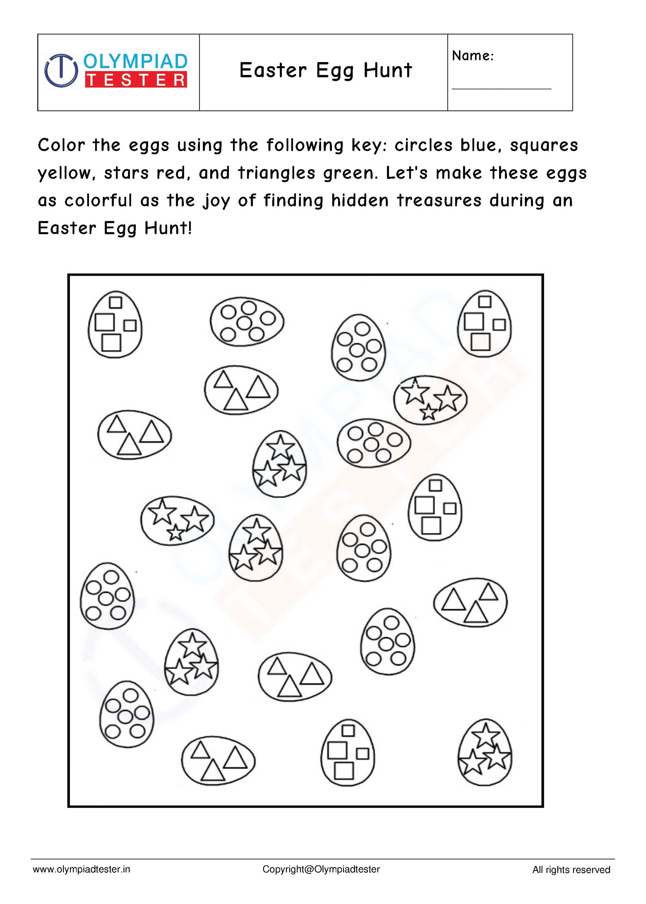 Easter Eggs coloring Worksheet for Kindergarten