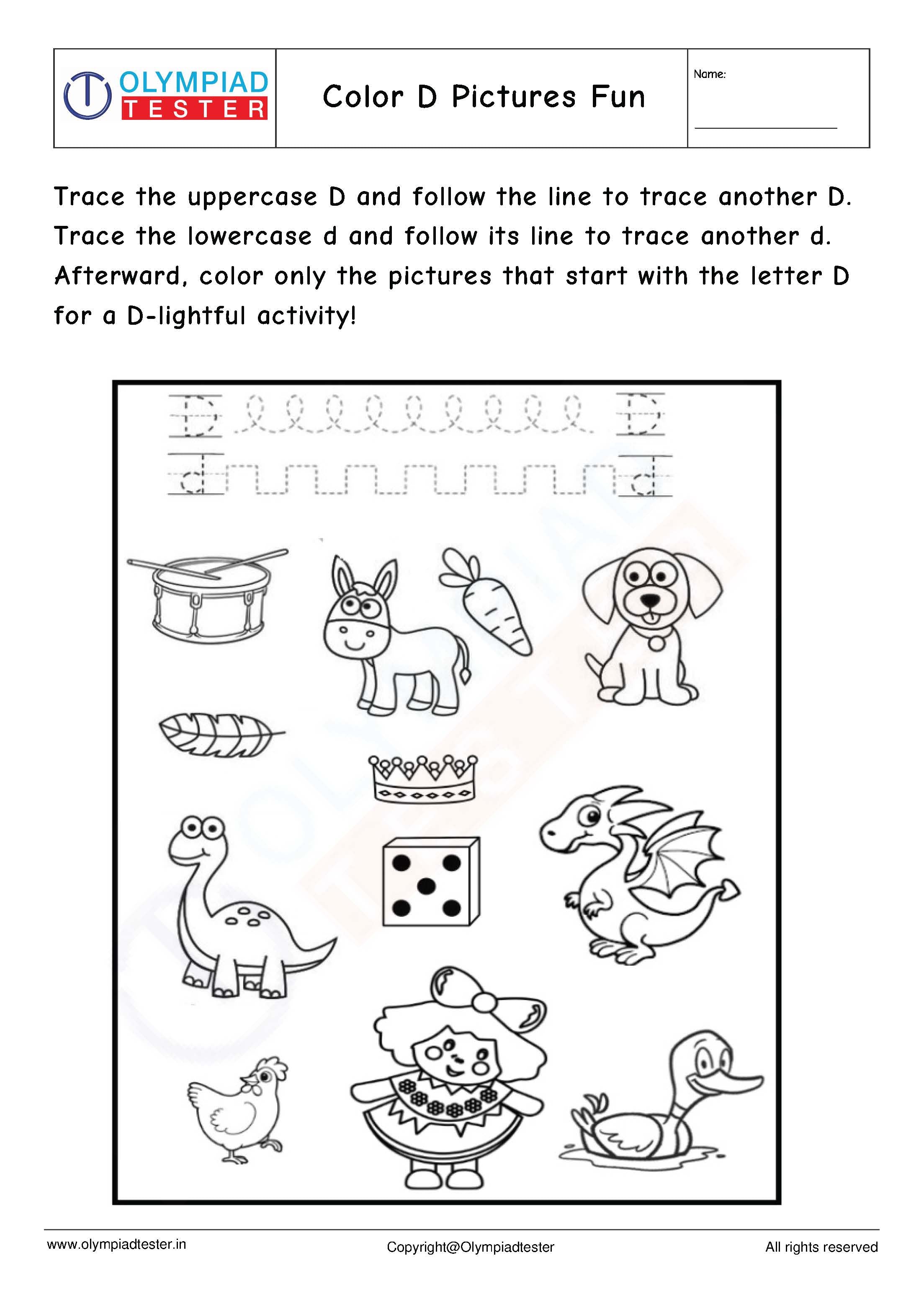 Letter D worksheet