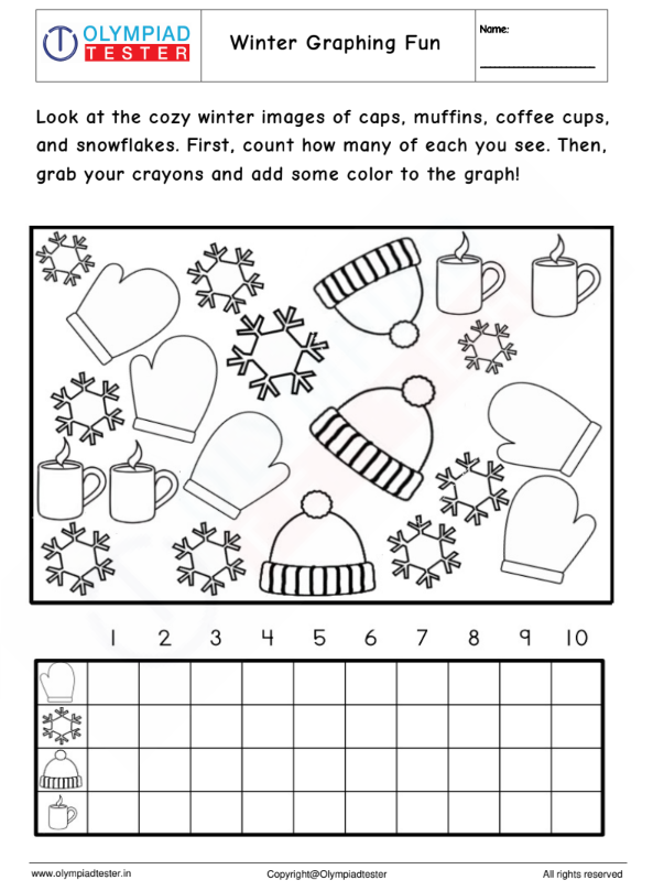 Kindergarten Math Worksheet - Winter Graphing Fun