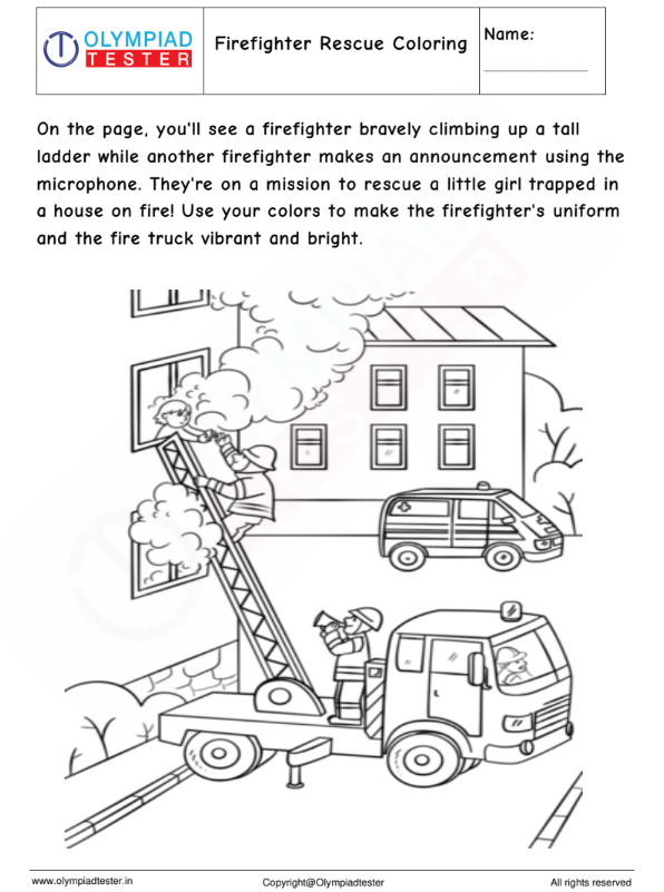 Kindergarten Firefighter Coloring Page