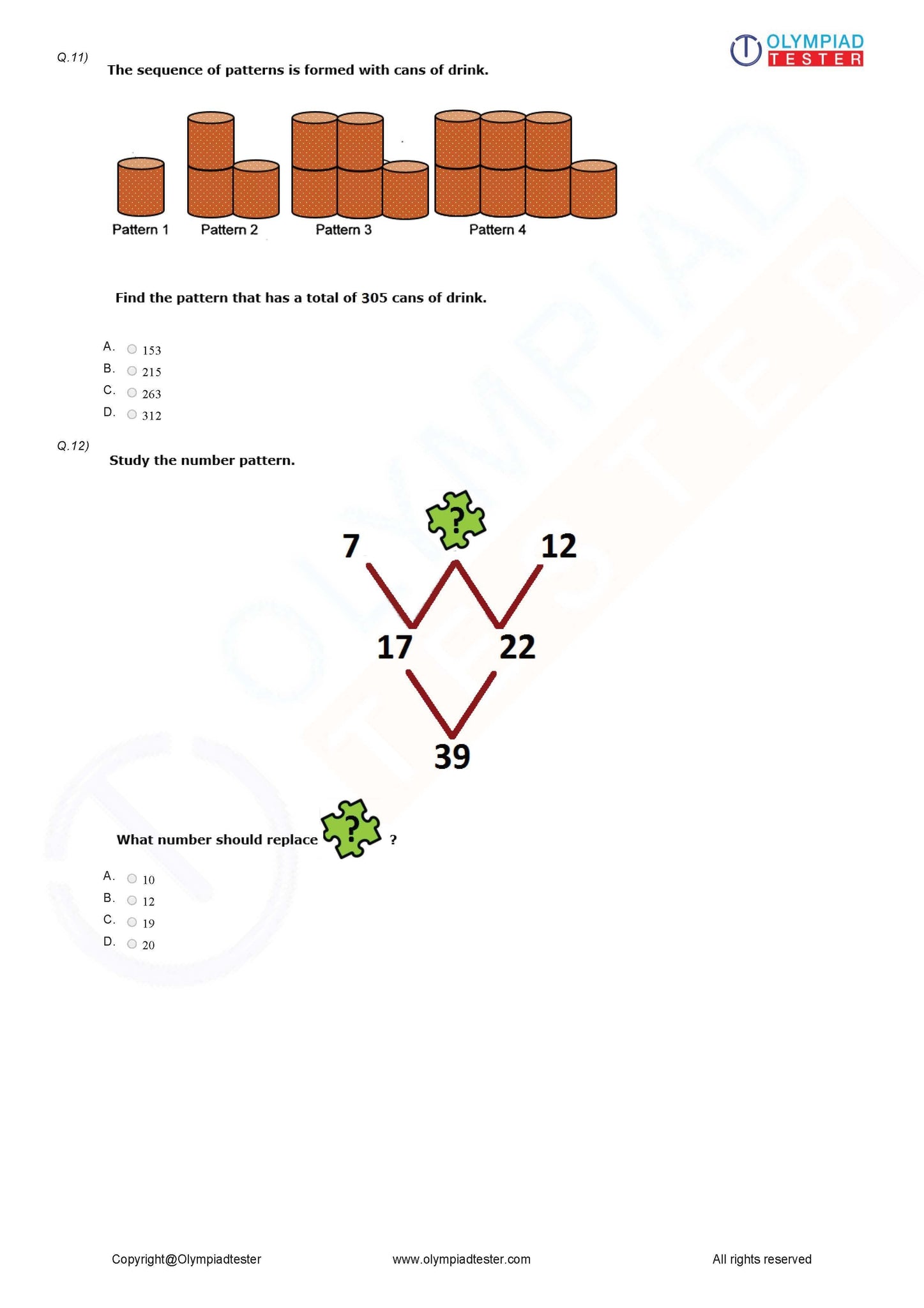 Class 5 Maths Olympiad Question Papers Course Olympiadtester