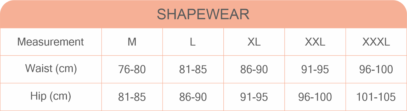 Saree Shapewear Size Chart Shop Wholesale