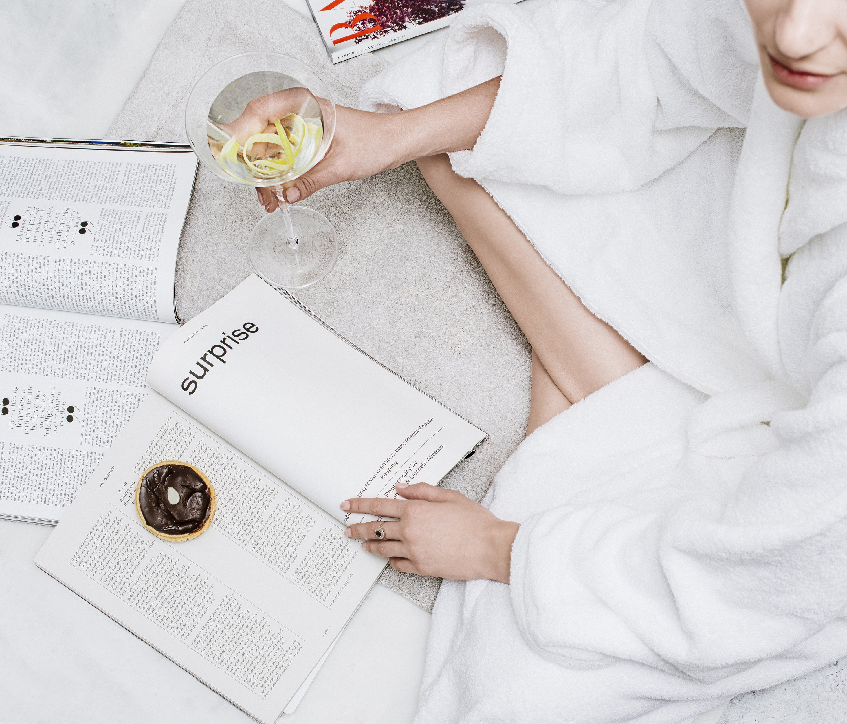 Ready, set, relax in Snowe's bathrobe. 