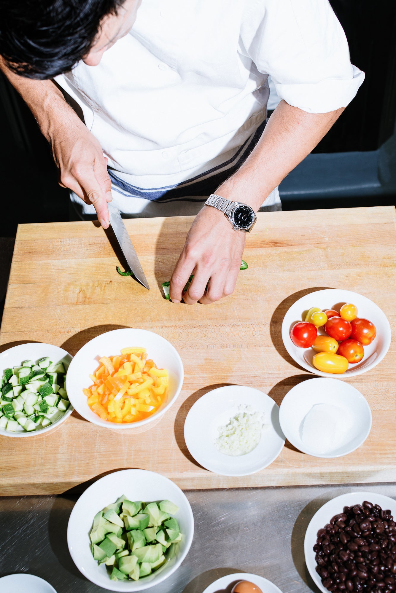 George Mendes shows off his knife skills. 