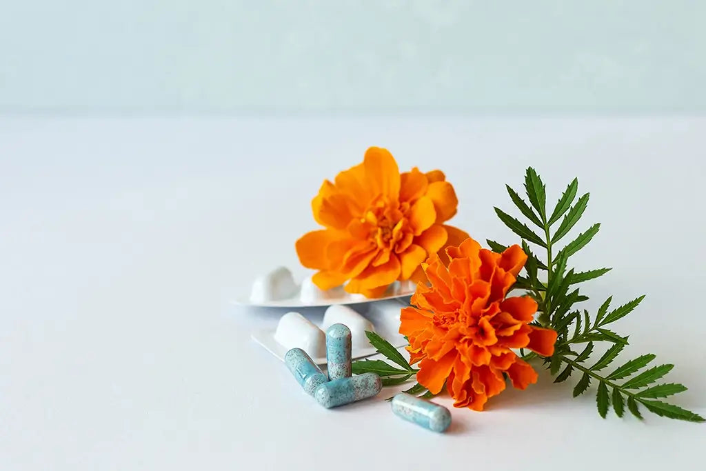 flowers and supplement capsules