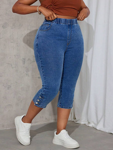 Calça Jeans Feminina Skinny, Elástica, com Fenda Lateral - Evelin