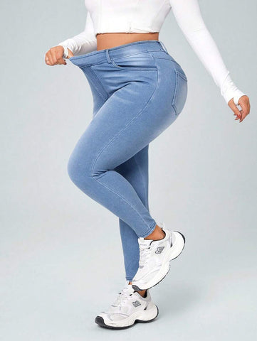Calça Jeans Feminina Com Cintura Elástica - Diana. Plus Size