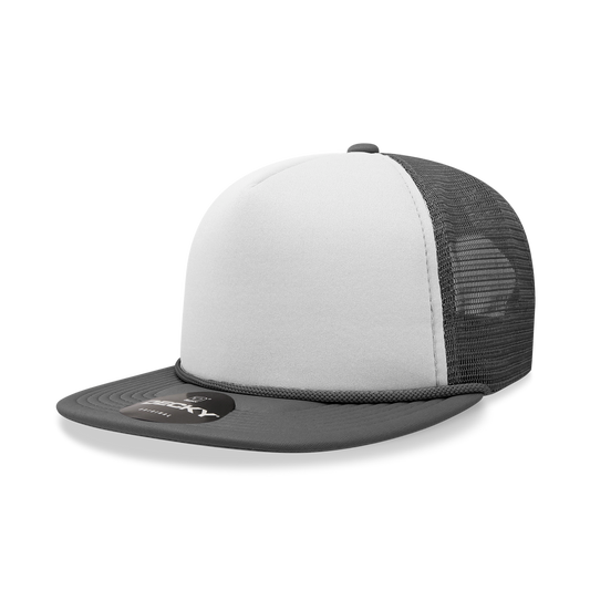 Unbranded 5 Panel Flat Bill Trucker Hat, Blank 5 Panel Mesh Back Cap, Black