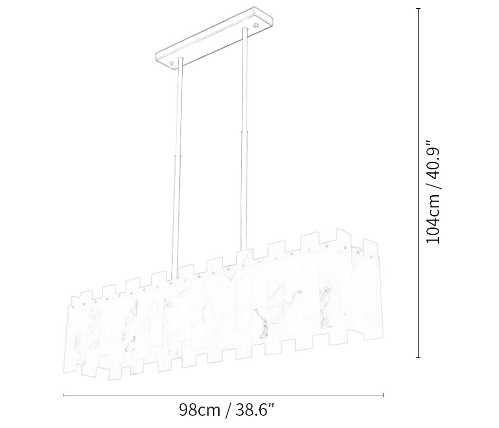 Alabaster Modern Rectangular Linear Chandelier