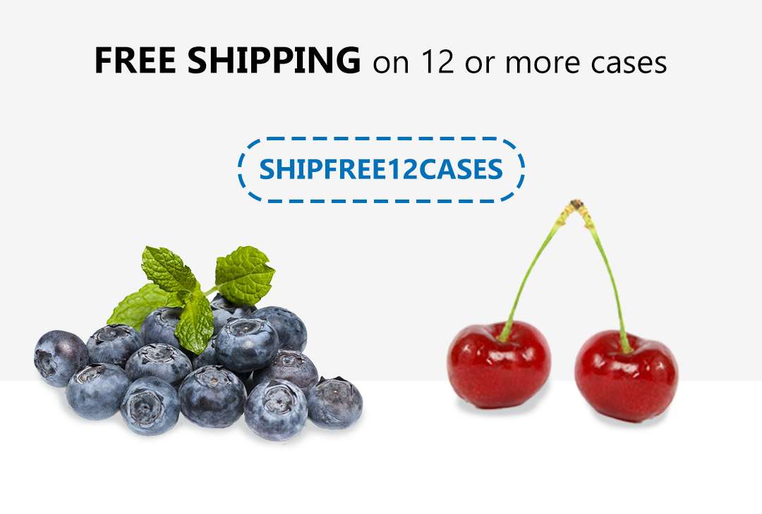 Free shipping on 12 or more case orders. Use code: SHIPFREE12CASES at checkout.