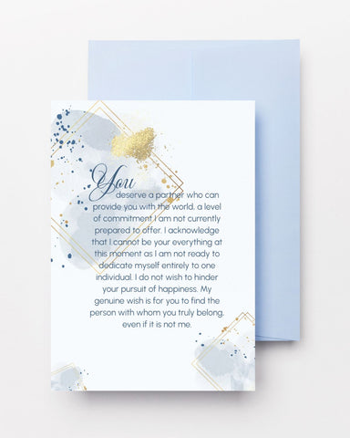 Blue and Gold Breakup Card